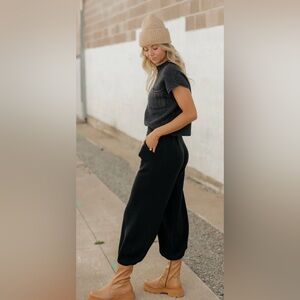 Free People Freya Sweater Pants- Black